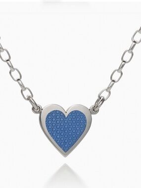 HEARTS OF LOVE STERLING SILVER HEART NECKLACE 18” FRENCH BLUE